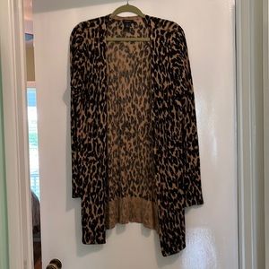 Cheetah print, knee length, open cardigan
